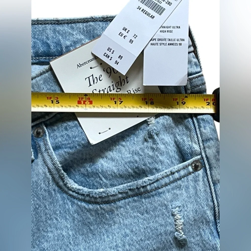 Abercrombie and Fitch 90s Straight ultra high rise 34 18r NWT IRREGULAR